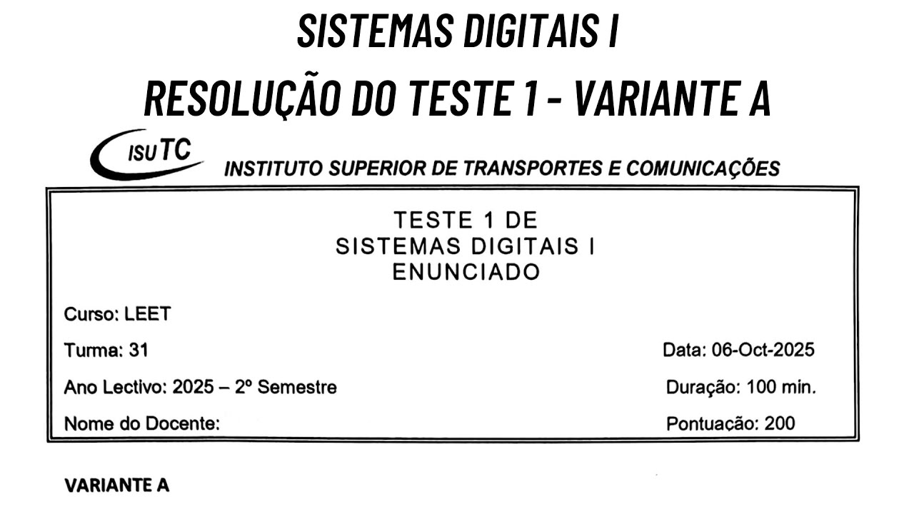 Sistemas Digitais I - Resolução do Teste 1, Variante A