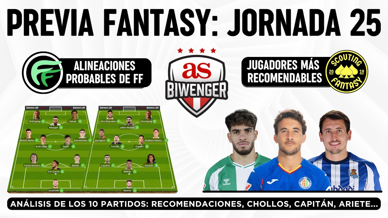 ✅ Jornada 25: Alineaciones probables, Top Picks y Chollos Fantasy