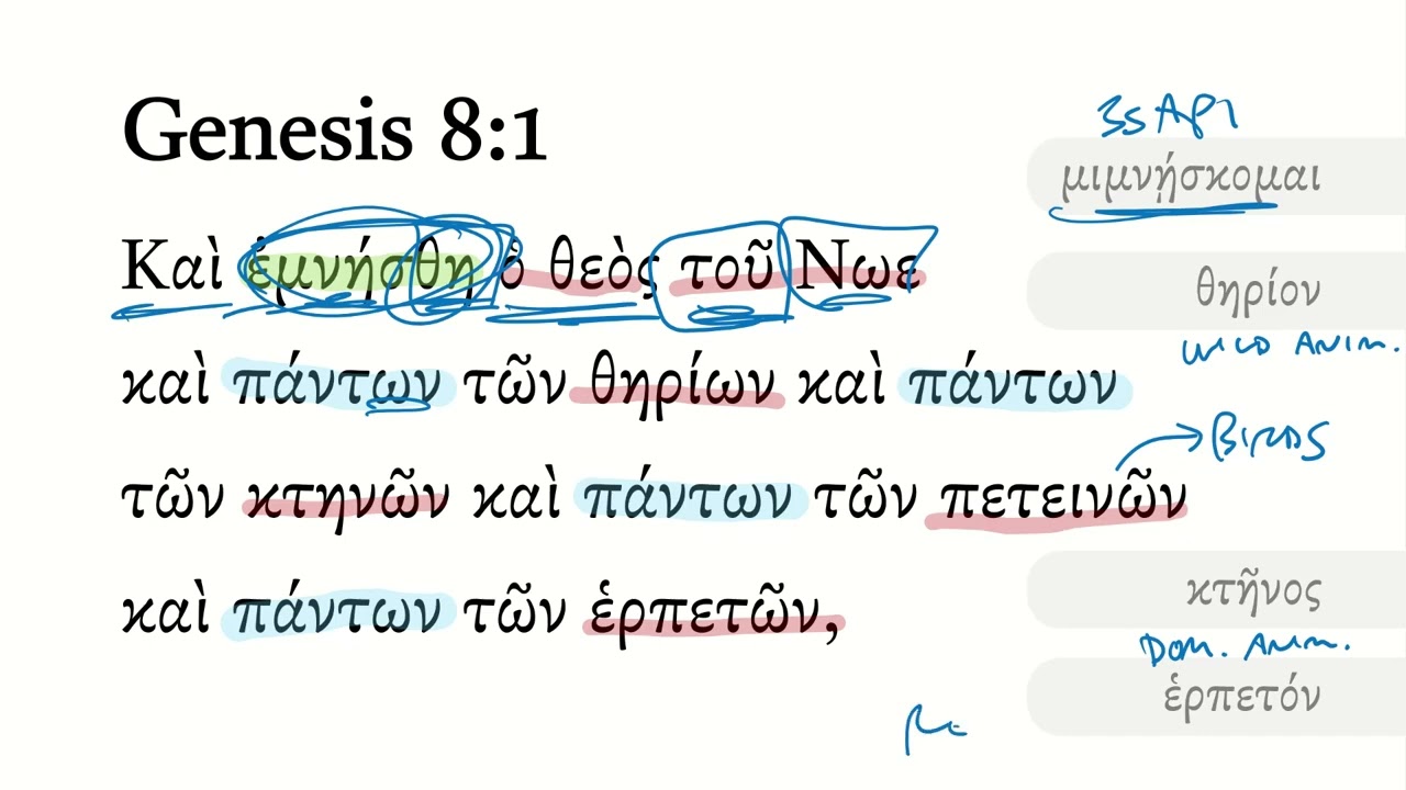Бытие 8:1 Септуагинта