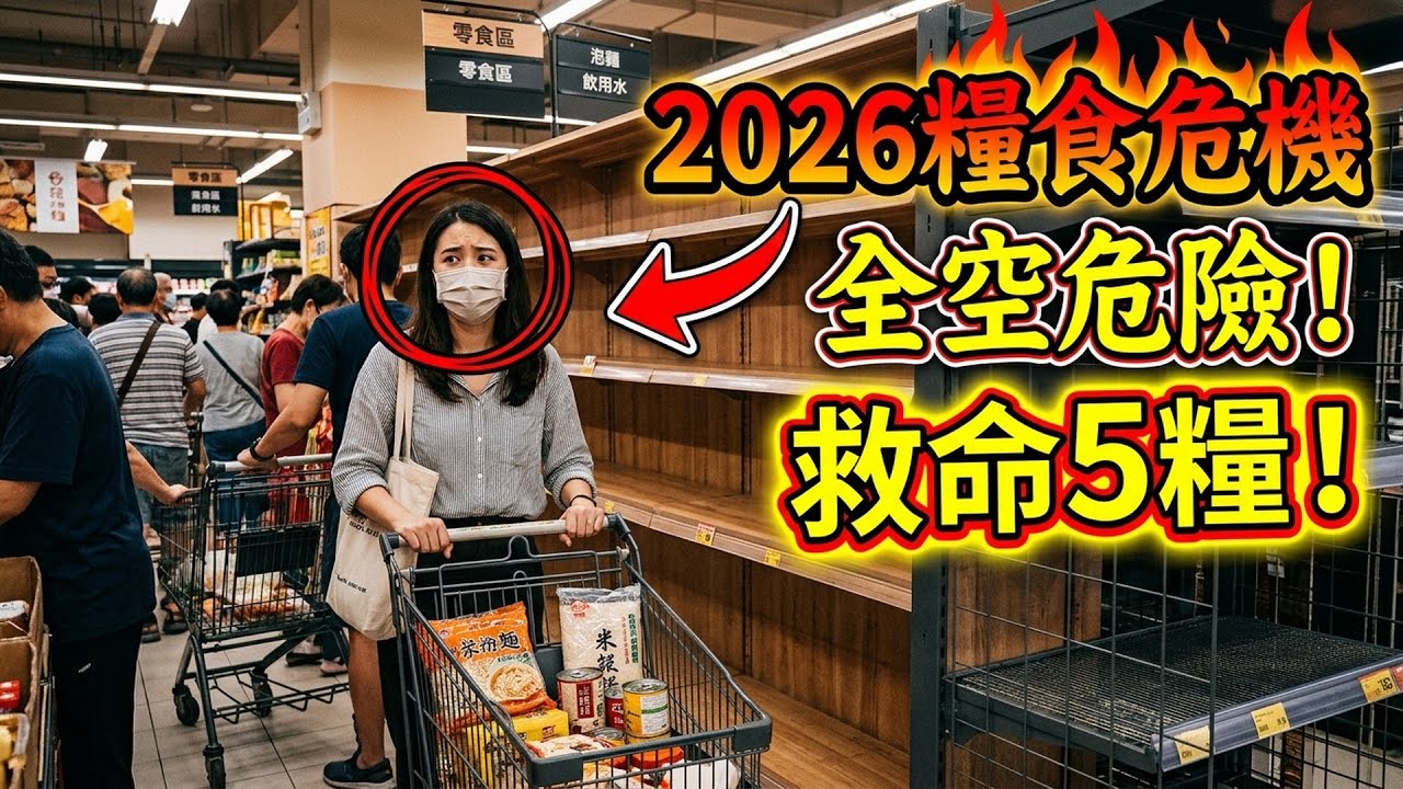 2026糧食危機倒數？超市貨架可能全空？家裡一定要囤這5種救命糧！關鍵時刻比黃金還要值錢！#末日準備 #生活智慧 #經濟危機 #緊急應變 #台灣生活 #糧食安全 #家庭備災