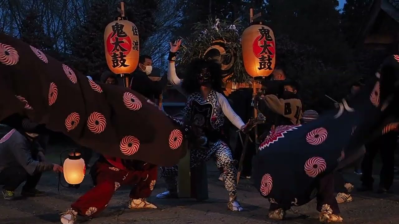 新穂大野の日吉神社と大野青年会の鬼太鼓 R4(2022）4/13　ONDEKO (M&F)