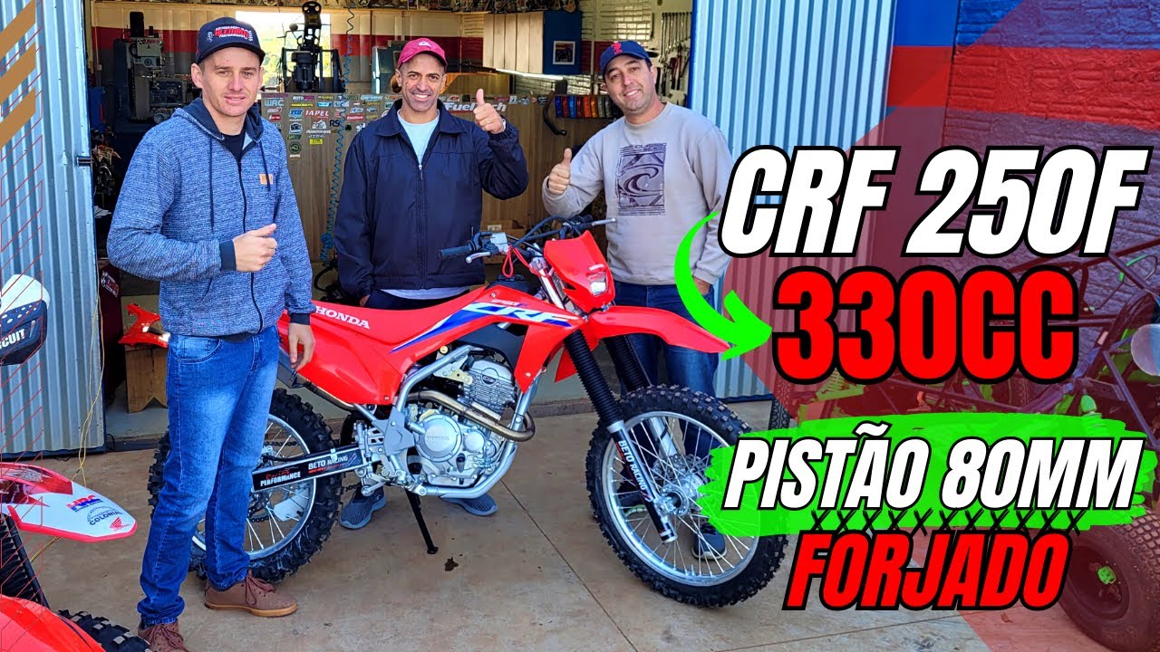 CRF 250F PREPARAÇÃO PRA 330cc com PISTÃO 80mm FORJADO - BATEU 40CV NO DIA!!