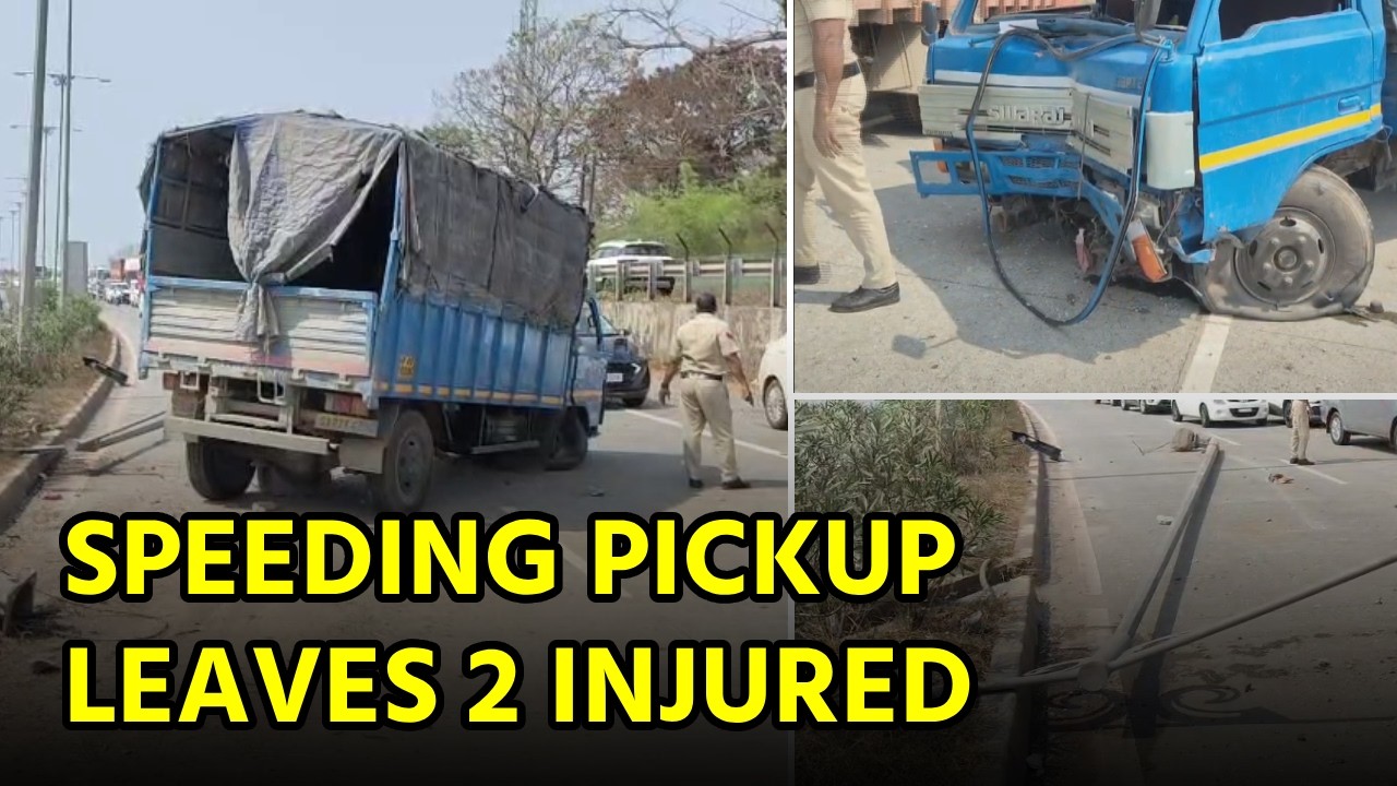 Pickup Loses Control, Crashes Into Streetlight Near Bambolim || GOA365 TV