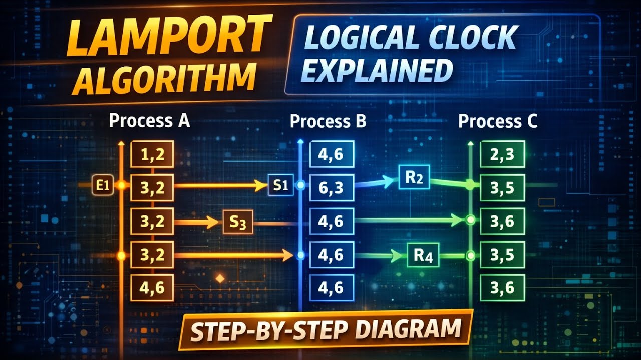 Lamport Logical Clock Algorithm | Step-by-Step Diagram Explanation (Exam Question Solved)