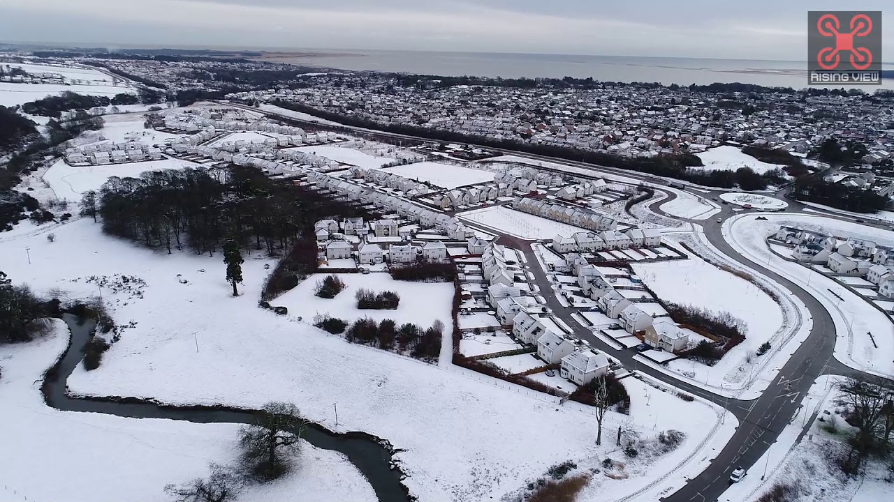 Broughty Ferry, Dundee in the Snow - Drone Aerial Video