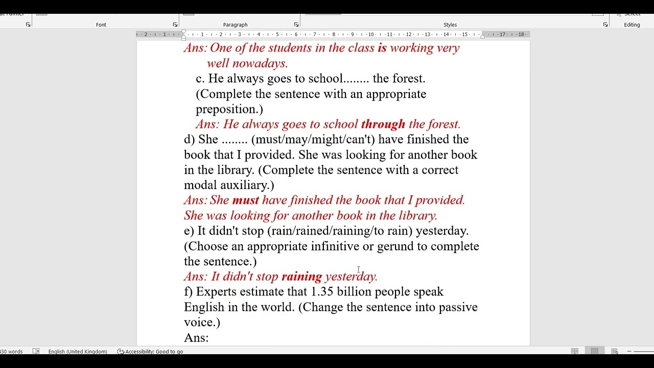 XII Com English Question with solution set