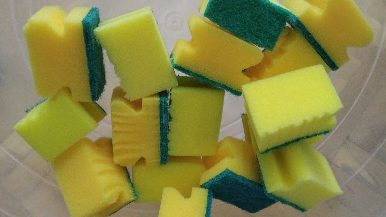 Kitchen Sponges Dry Slicing & Ripping | Sponge ASMR