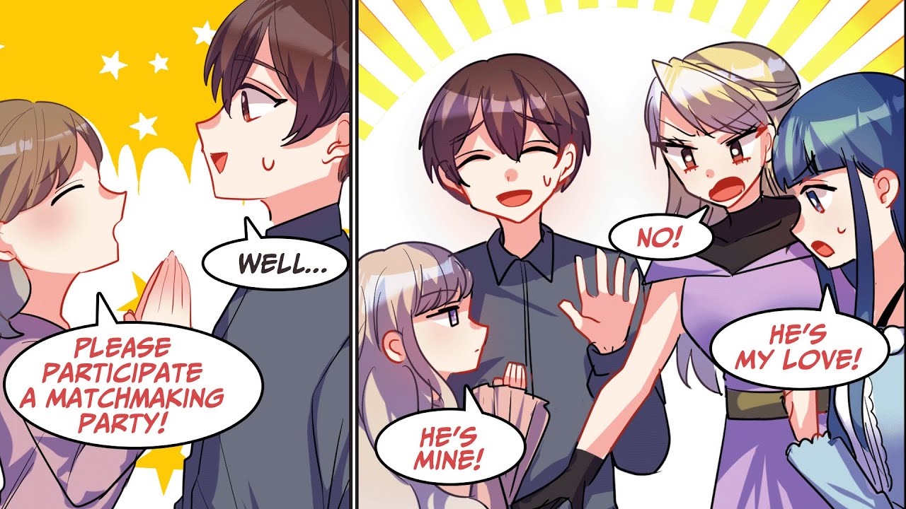 ［Manga dub］I got invited to the matchmaking party and all girls fight to make me love them now