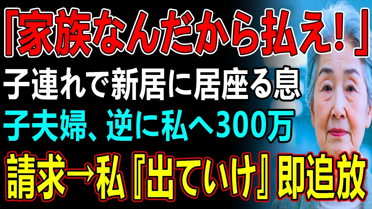 「家族なんだから払え！」子連れで新居に居座る息子夫婦、逆に私へ300万請求→私『出ていけ』即追放