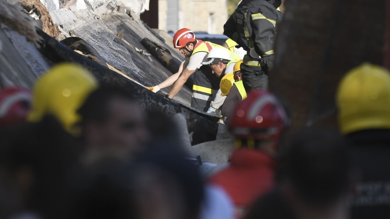 At least 13 dead after roof collapse outside train station in Serbia