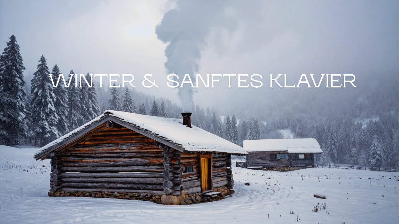 Verschneite Winterlandschaften mit Sanfter Klaviermusik – Ruhige Hütten, Wiesen und Berge