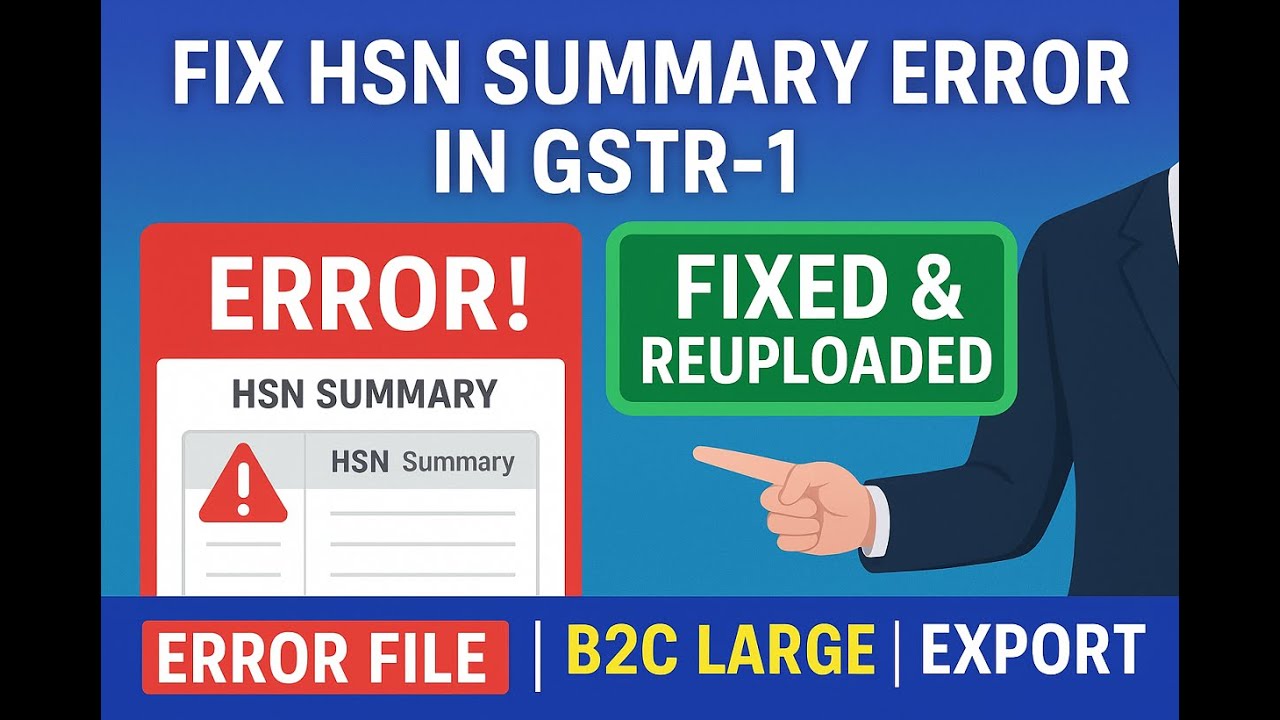 HSN Summary Wise Error in GSTR-1 | Fix Error File in GST Offline Tool | B2C Large & Export Explained