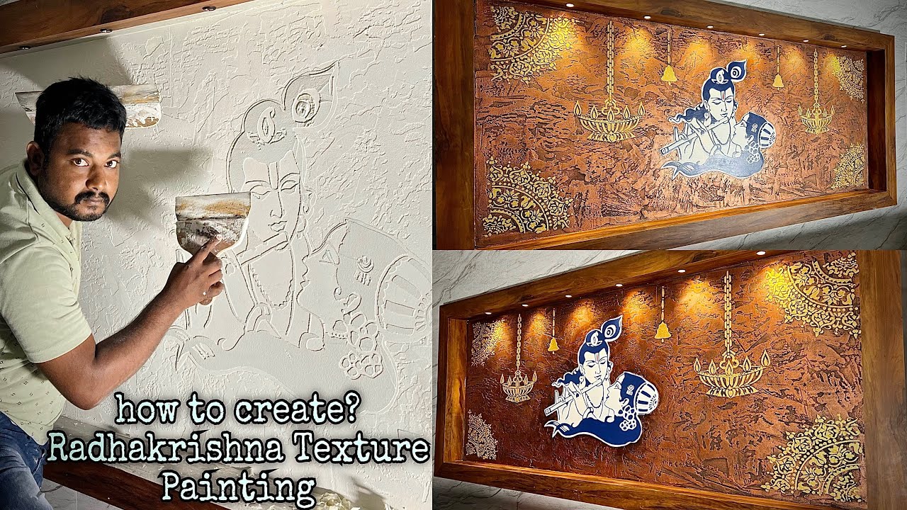 wall texture painting Radha Krishna | texture painting on walls
