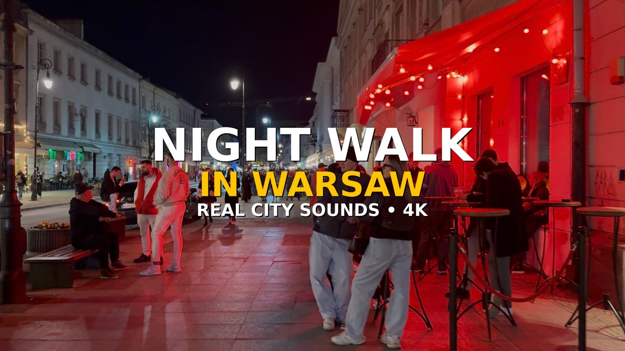 Warsaw at Night  &ndash; 4K Walk | Urban Atmosphere