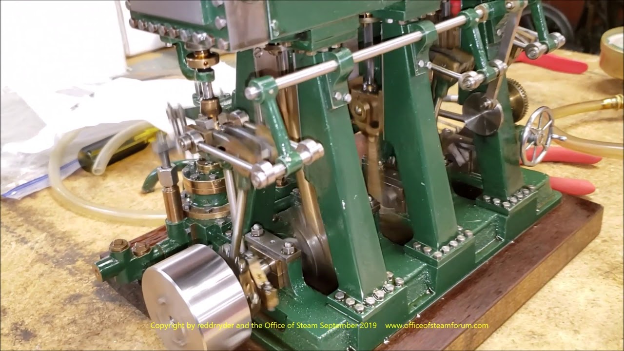 O.B.  Bolton Triple Expansion Steam Engine Gets It's Low Pressure Piston Re Installed and Air Tested
