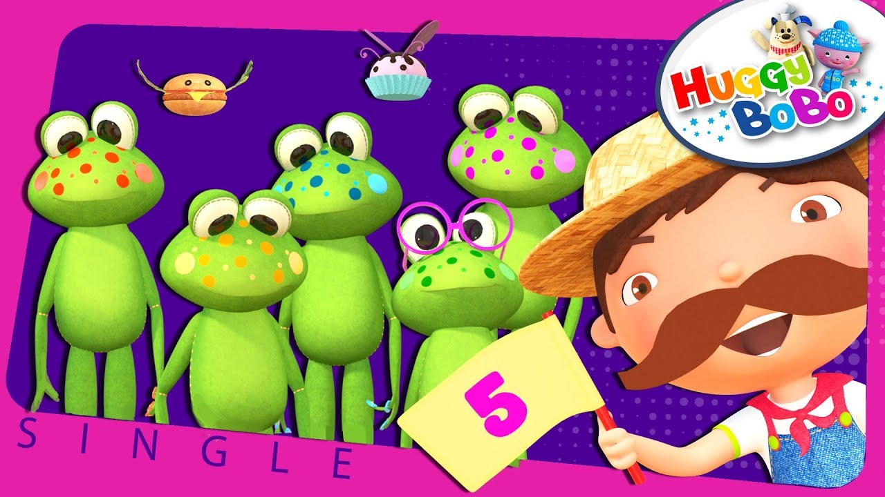 Five Little Speckled Frogs | Nursery Rhymes | By HuggyBoBo