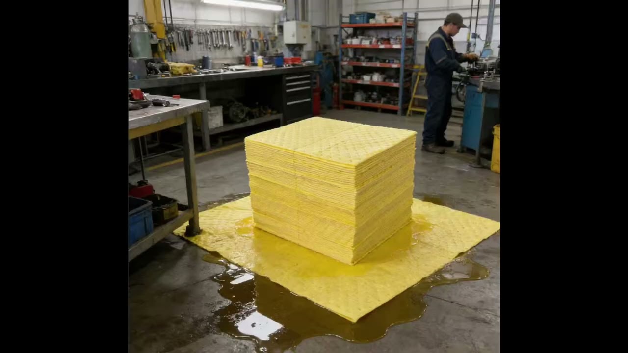 Chemical hazards absorbent production lines.