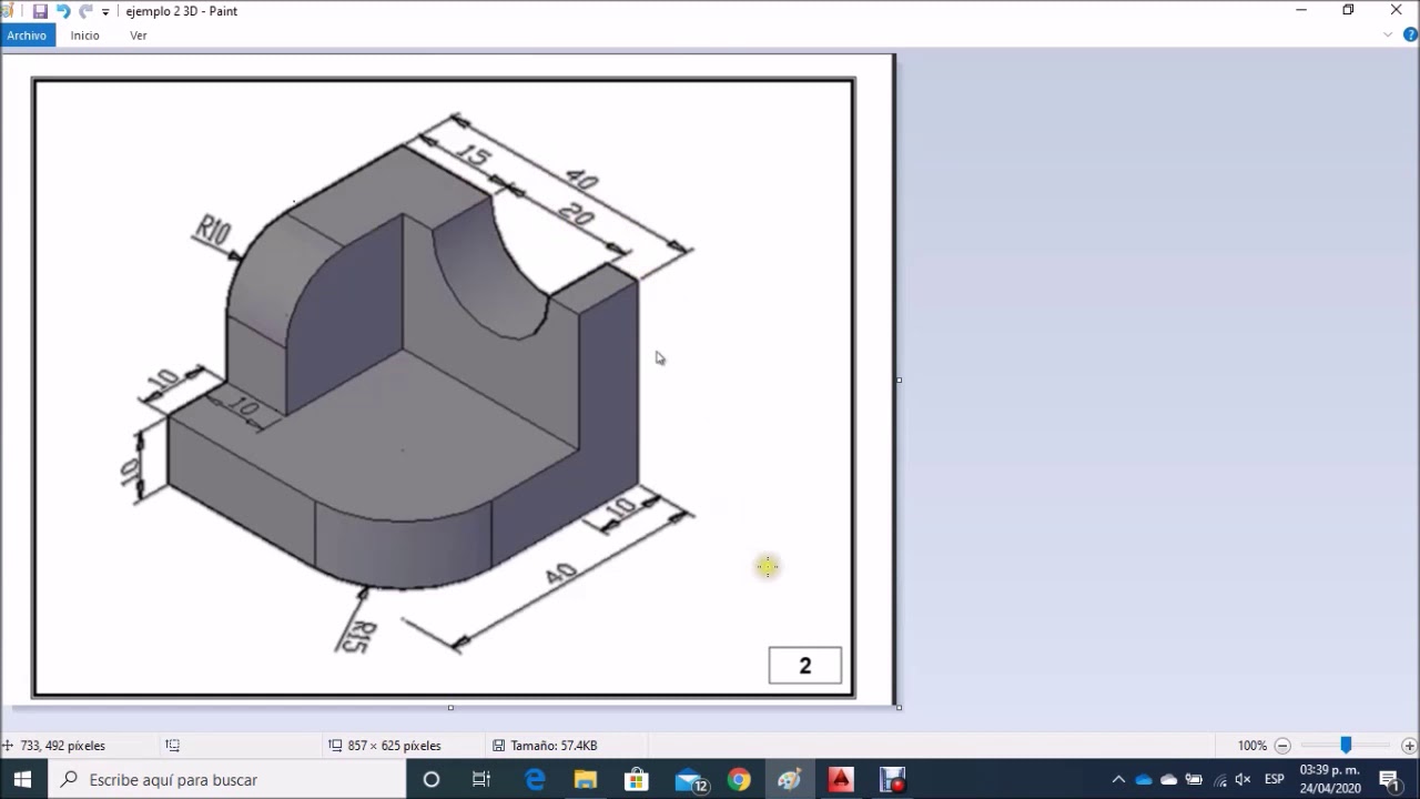 Segundo ejemplo AutoCAD 3D (Comando extrusión)