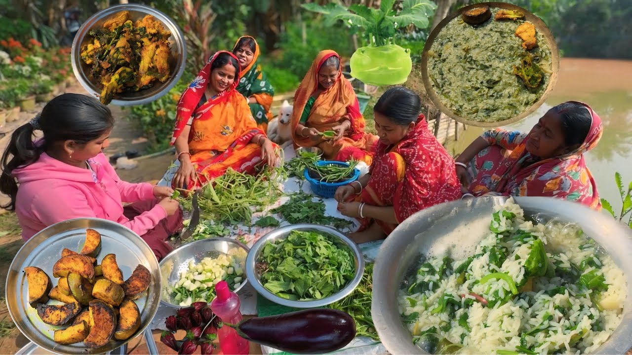 শীতের সকালে কুয়াশার মধ্যে শাক সবজি তুলে স্বাস্থ্যকর ফেনা ভাত রান্না করে খাওয়া দাওয়া ||