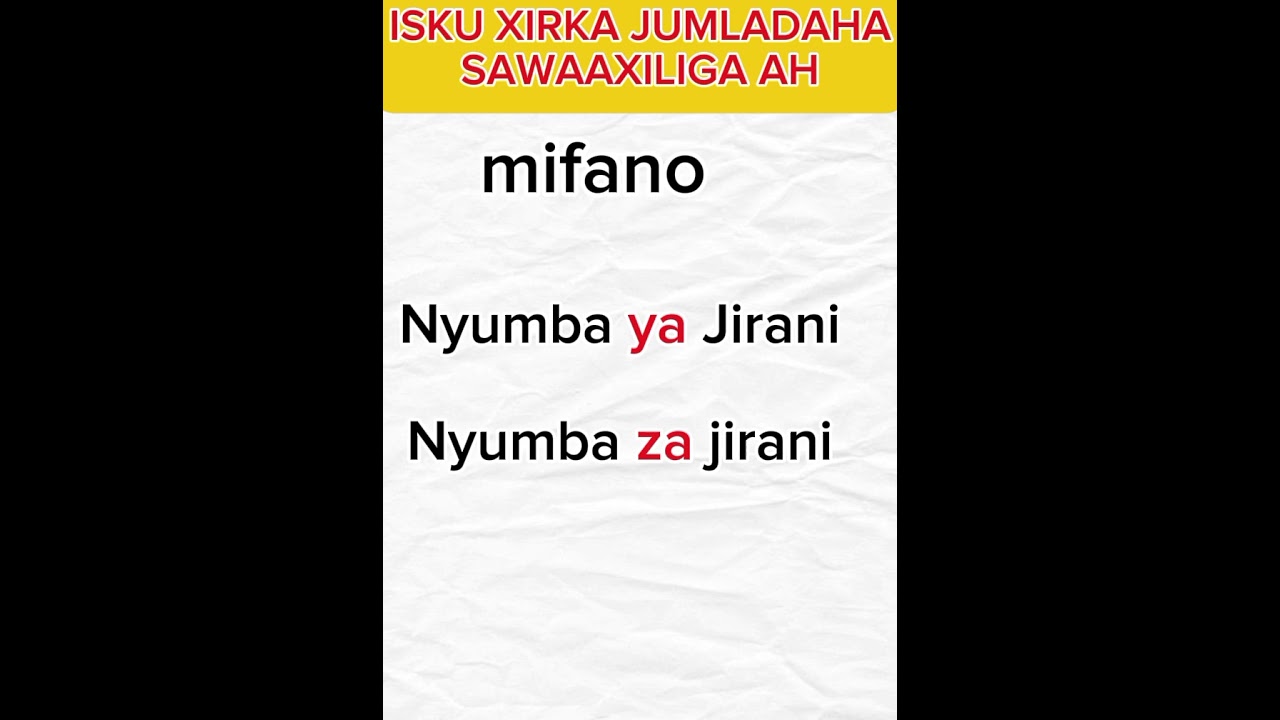 Barashada grammar 1 ka : Luuqada SAWAAXILIGA 