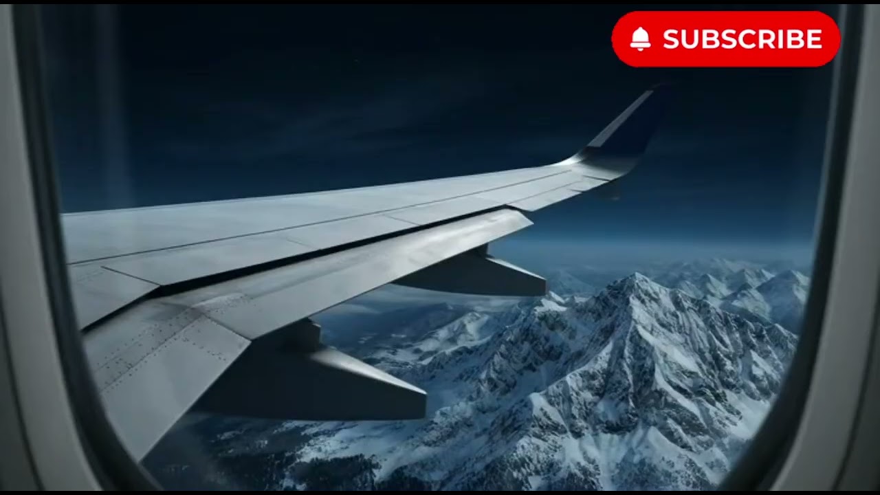 Night Flight Over Snowy Mountains ✈️ Airplane Window & Engine Sounds for Deep Sleep