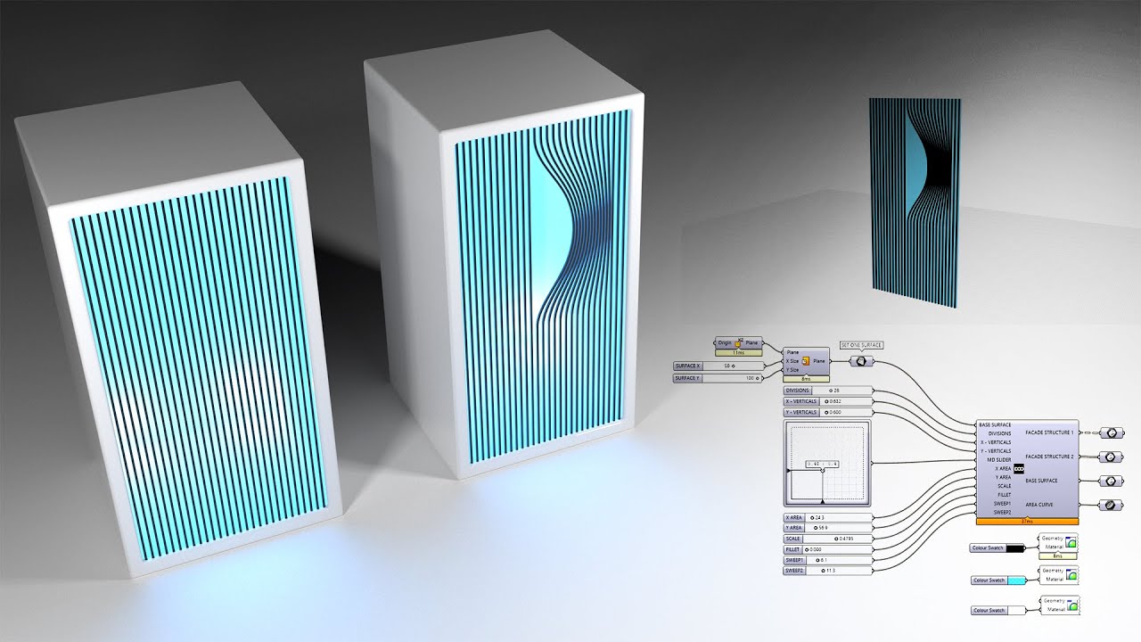 Rhino & Grasshopper Facade Structure Region Sweep Full tutorial Parametric Architecture