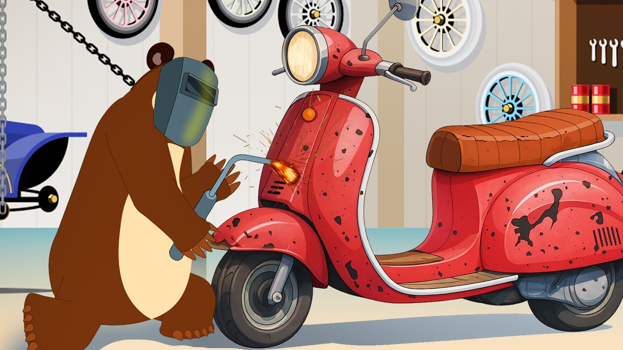 🐻✨What Happens When a Bear Fixes a Scooter🛵 |  Farm Vehicles Animation