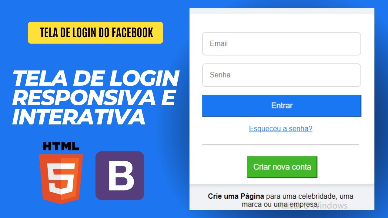 Aprenda Como criar a TELA DE LOGIN do Facebook com HTML e Bootstrap