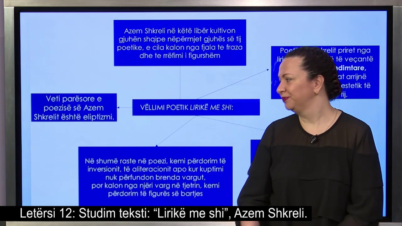 Gjuhë shqipe dhe Letërsi 12 - Studim teksti: “Lirikë me shi”, Azem Shkreli.