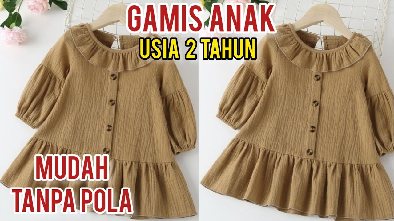 Baby frock design very simple//Cara menjahit baju anak perempuan TANPA POLA untuk penjahit PEMULA