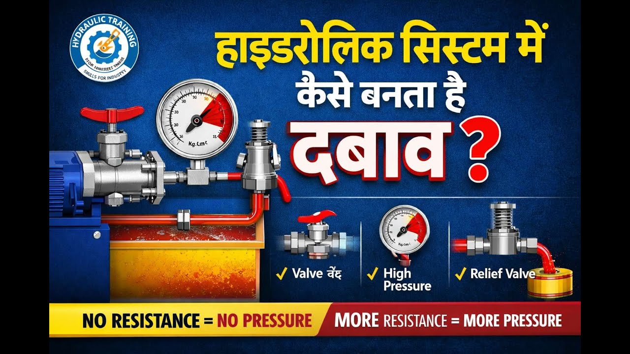 Hydraulic System में Pressure कैसे बनता है? | Pump Valve Relief Valve Explained | Hindi