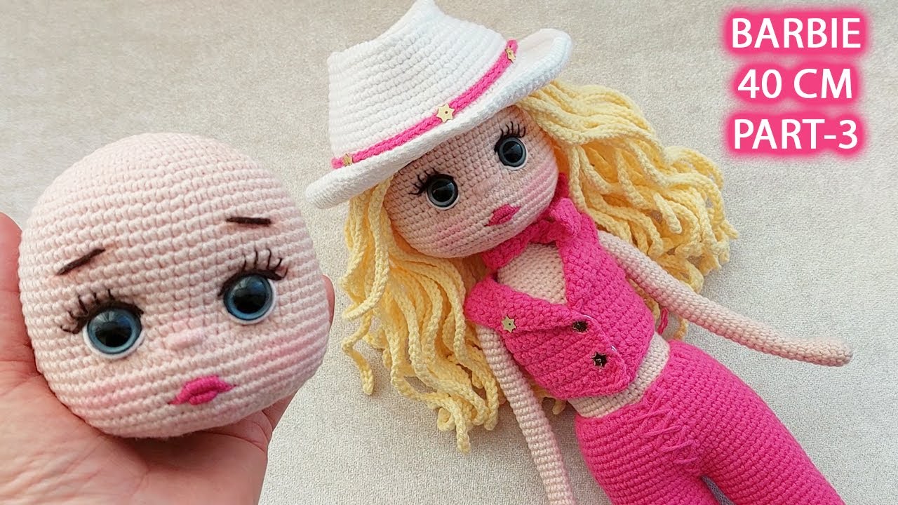 Amigurumi Barbie bebek 40cm  Part 3 Kafa yapımı (Subtitulos en Español)