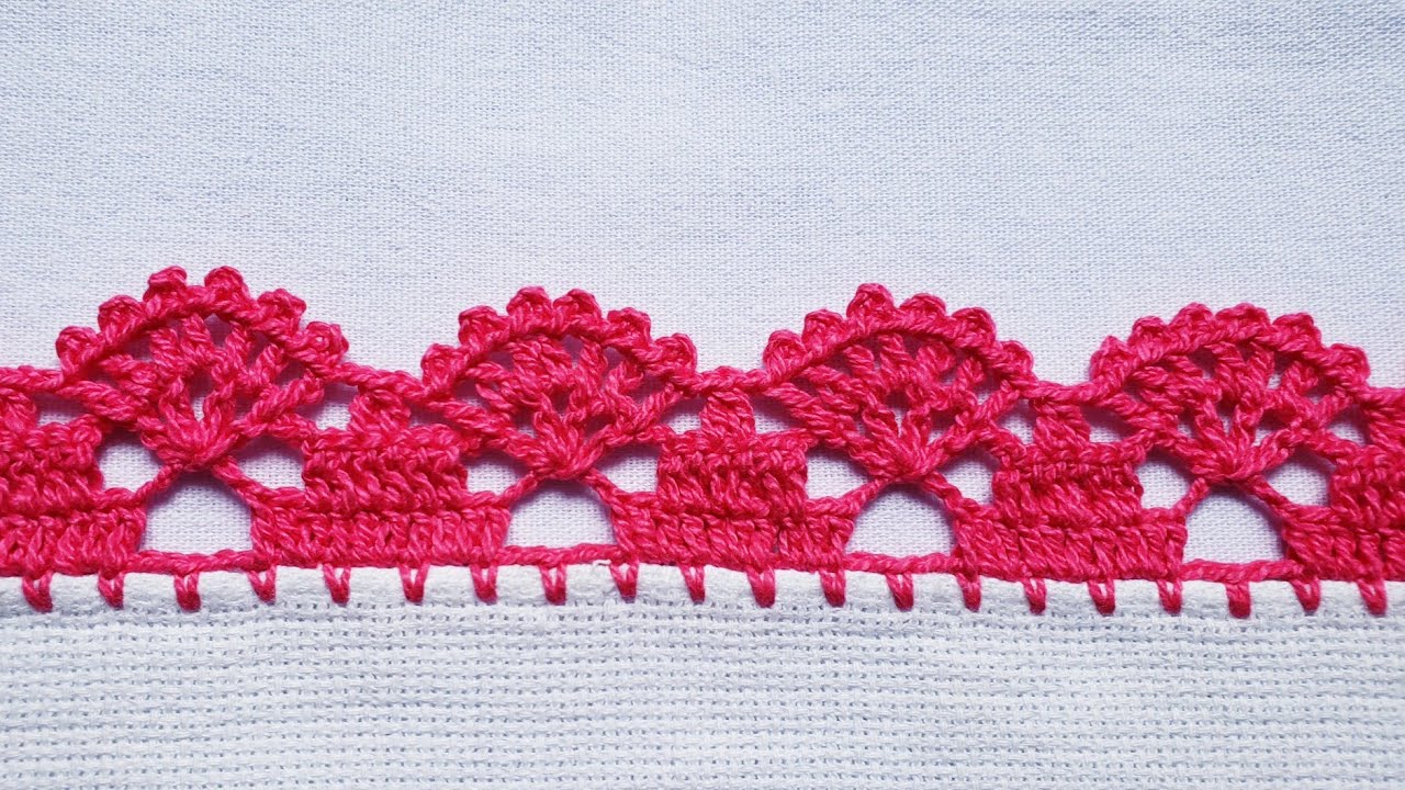 Barrado/bico para pano de prato, toalhas etc. #barradinhodecroche #croche #crochet 💞 #582
