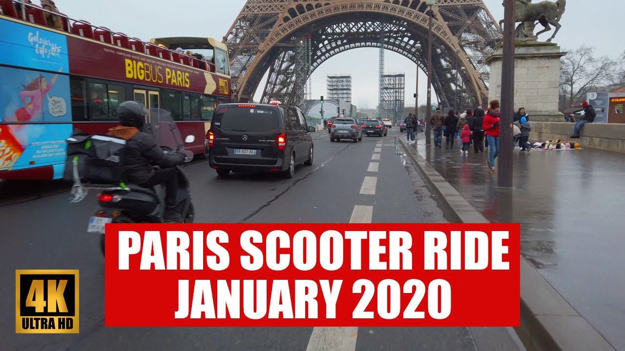 【4K】Paris Scooter Ride January 2020 (Pont d'Iena, Avenue des Champs-Élysées, Rue de Rivoli, etc.)