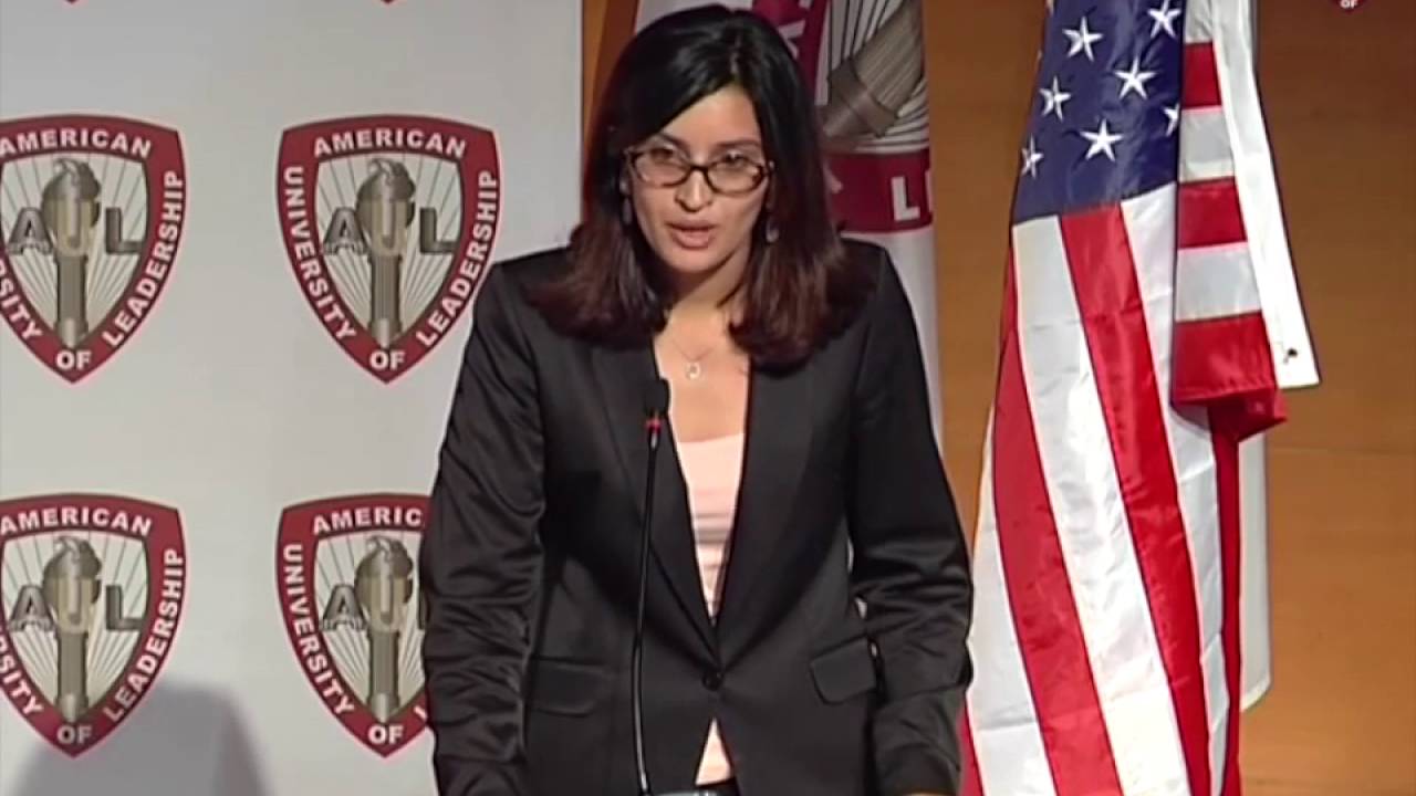 Ms Mariam Dahbi giving a speech during the Education for a Better Morocco conference