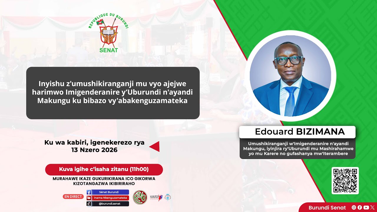 Inyishu z'umushikiranganji mu vyo ajejwe harimwo Imigenderanire y'Uburundi n'ayandi Makungu
