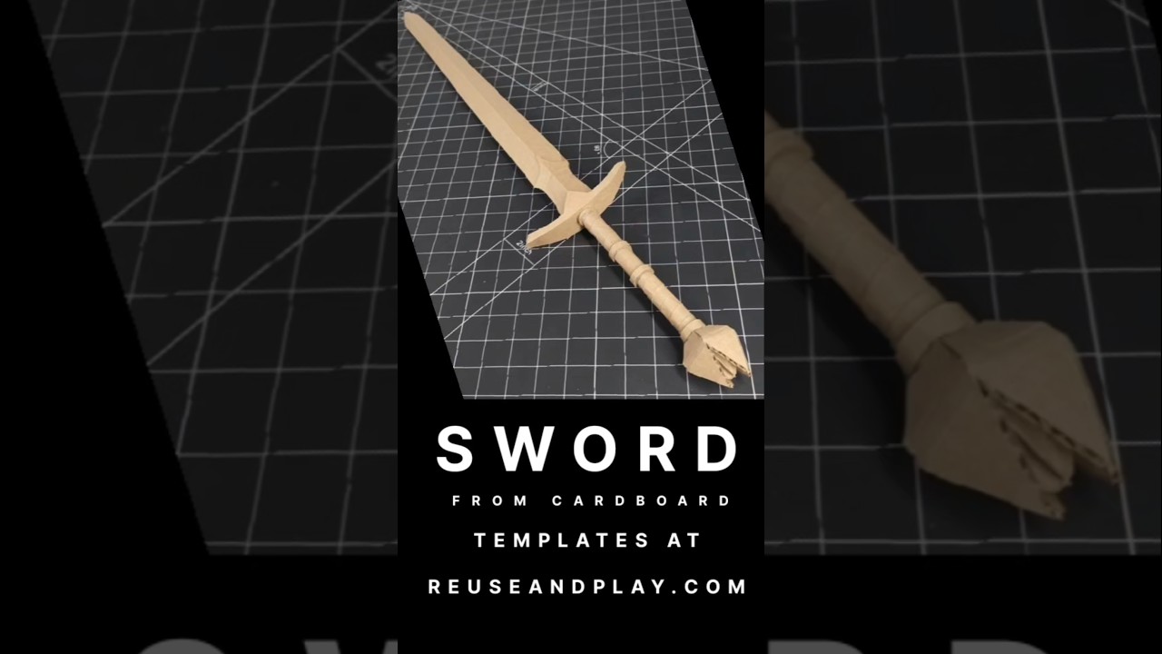 Cardboard Sword Tutorial & Templates #cardboardcrafts #Cardboardsword #longsword #diysword