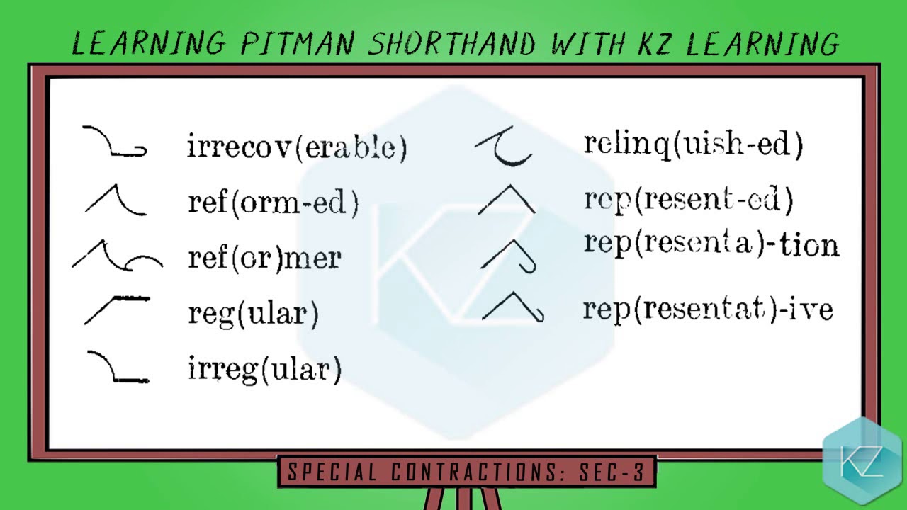 All Contractions Dictation | Pitman Shorthand | KZ Learning