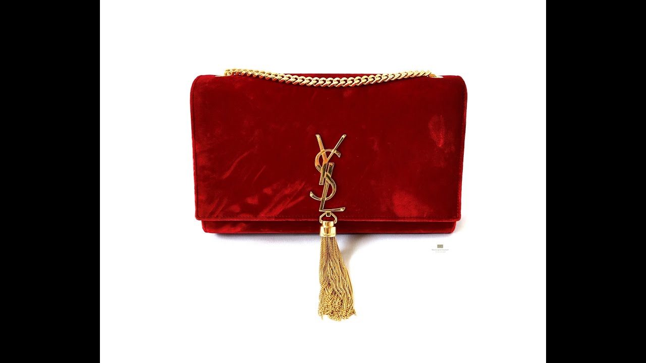 Saint Laurent Red Velvet Medium Kate Bag Overview