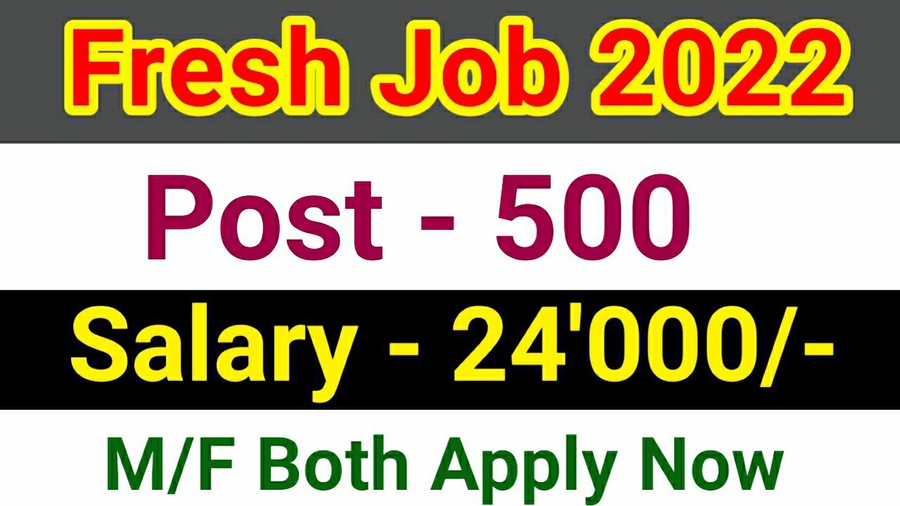 Fresh Job 2022 | Post 500 | Graduate Pass Job | Salary 24000 Apply Now