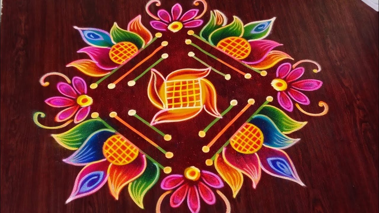 బ్యూటిఫుల్ flowers rangoli 🌺 easy simple ముగ్గులు 🌺