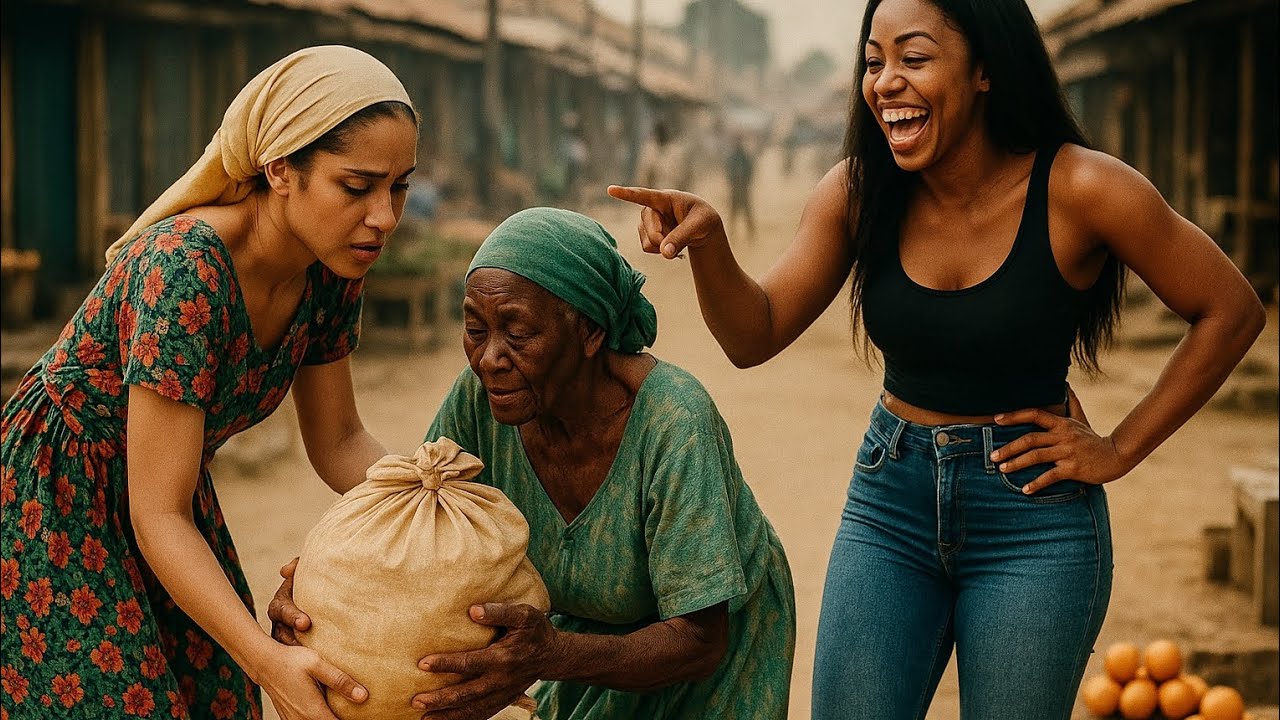 Elle a aidé une vieille dame avec des oranges. Son amie s'est moquée  et ce qui a suivi a fait