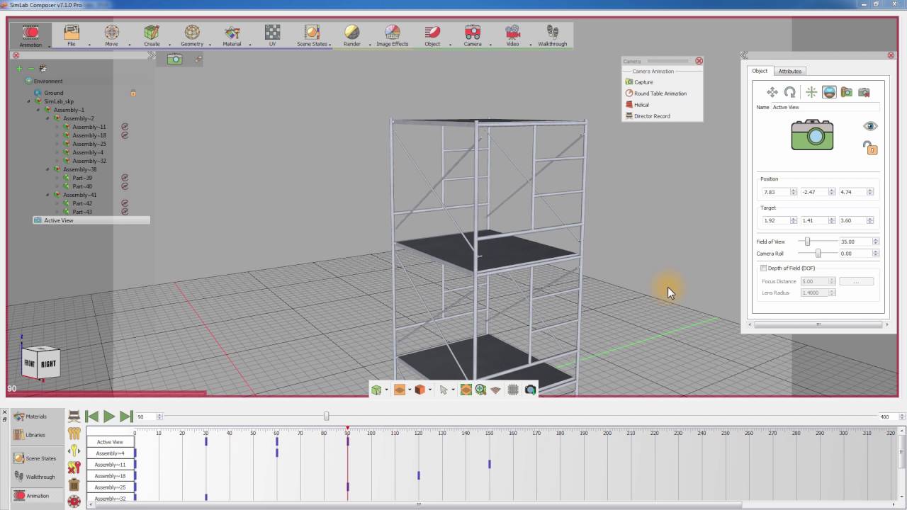Construction step by step animation with SimLab Composer