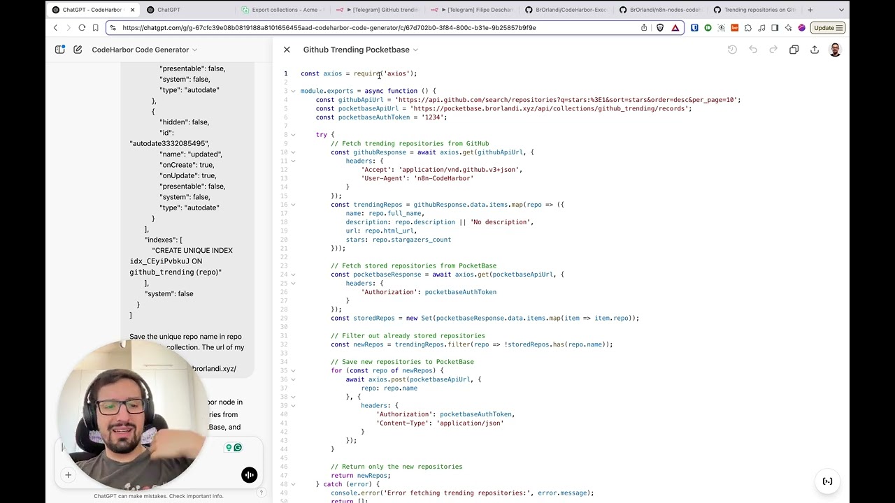 n8n - Criando crawler Github Trending repos com CodeHarbor
