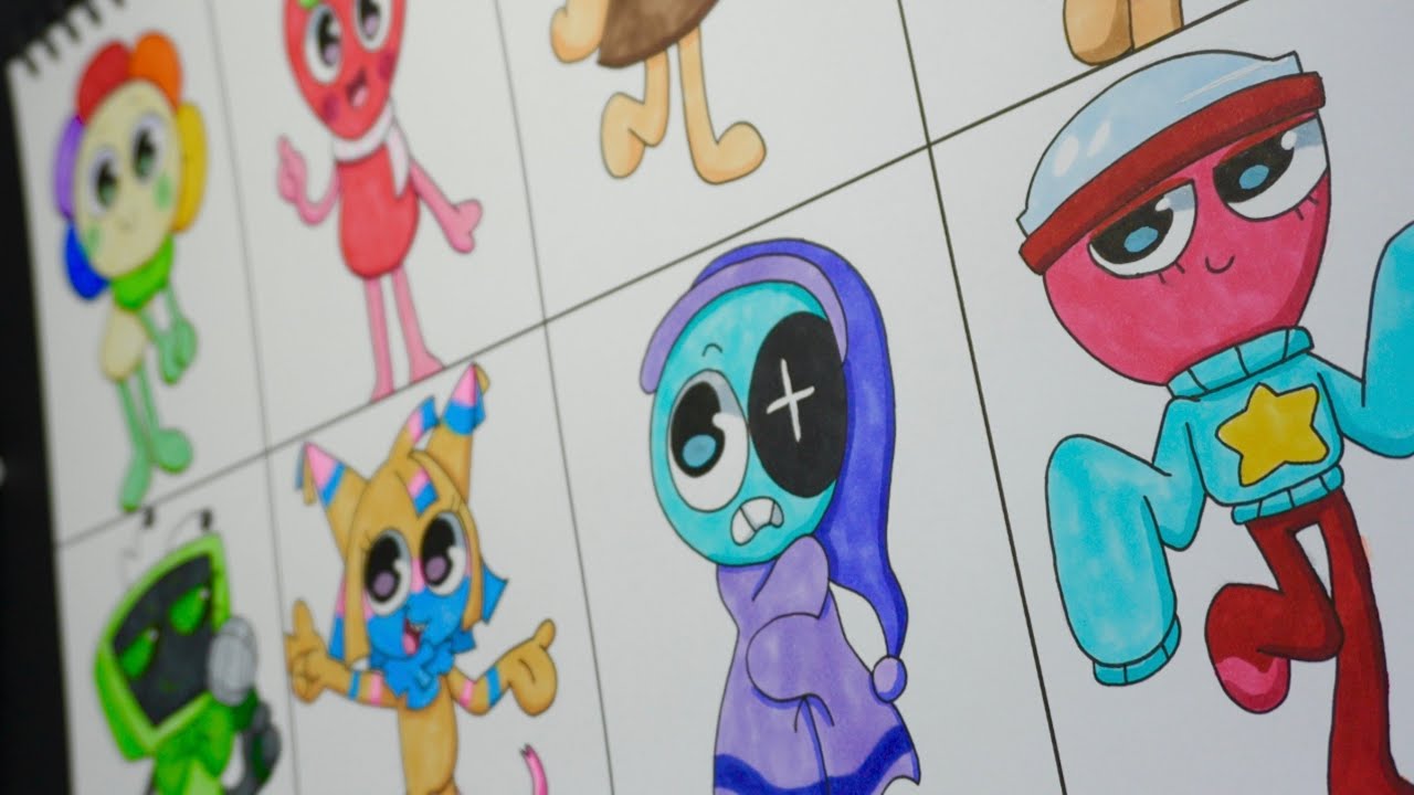 Drawing Dandy's World Characters in My own style! Sprout, Astro, Vee, Shelly, Goob, Yatta, Gigi