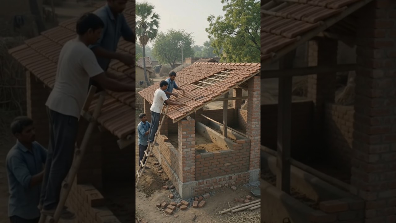 How a Cattle Shed Is Built for Cows & Buffaloes 🐄🏗️ | Amazing Village Construction