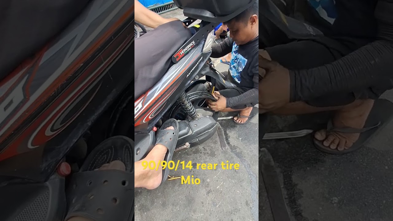 yamaha mio sporty rear tire replacment 90/90/14 mas mataba