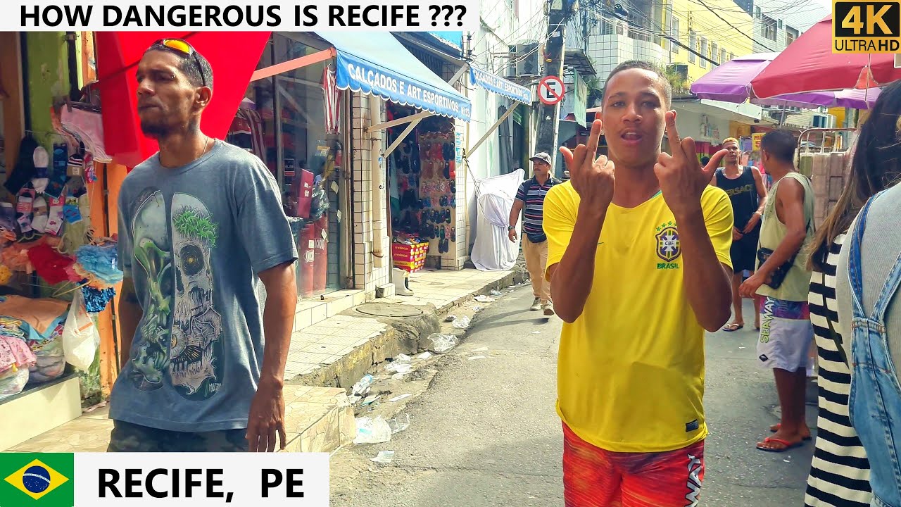 🇧🇷 Quão perigosas são as ruas do Recife? [4K] caminhada pelo centro da cidade. Ресифи, ЧП, Бразилия