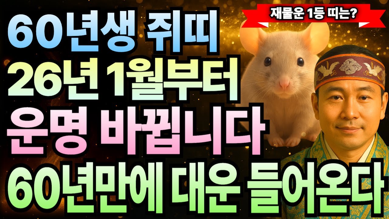 30년 도사가 본 1960년 경자년생 쥐띠 66세 2026년 1월 운세ㅣ병오년 새해 