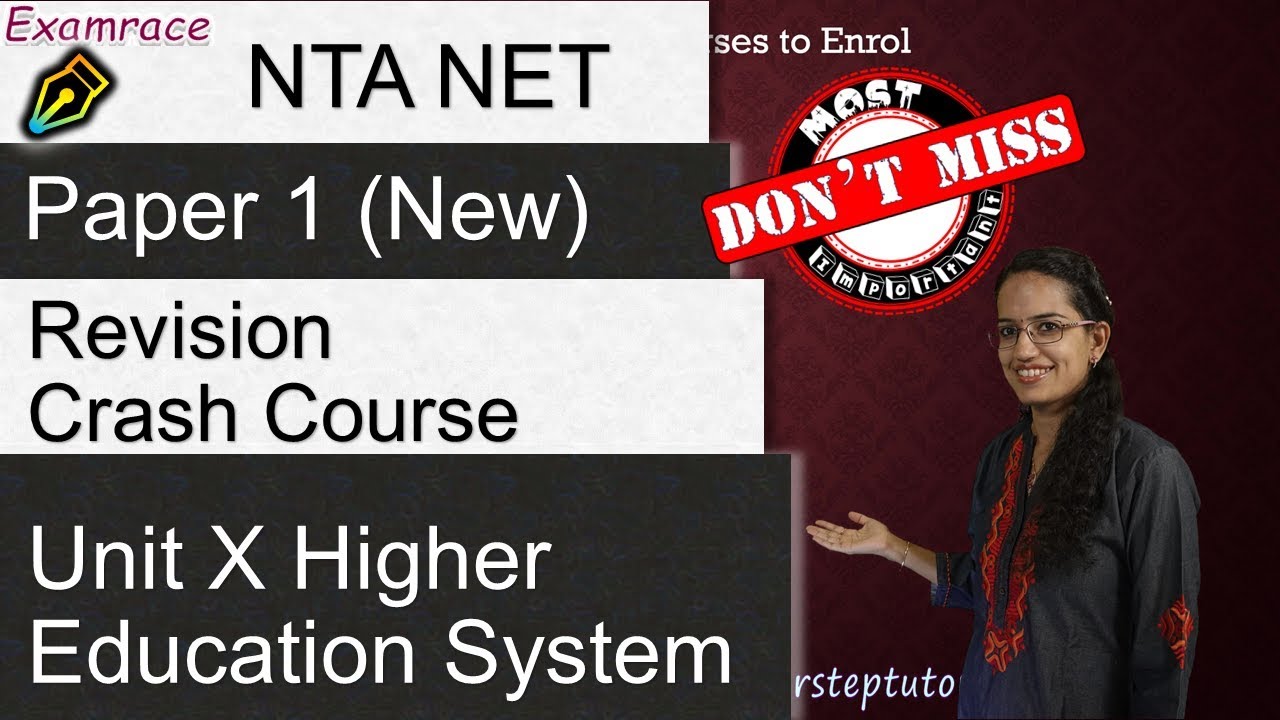 NTA UGC NET JRF Paper 1 Unit-X Higher Education - Crash Course Revision | English - New Topics